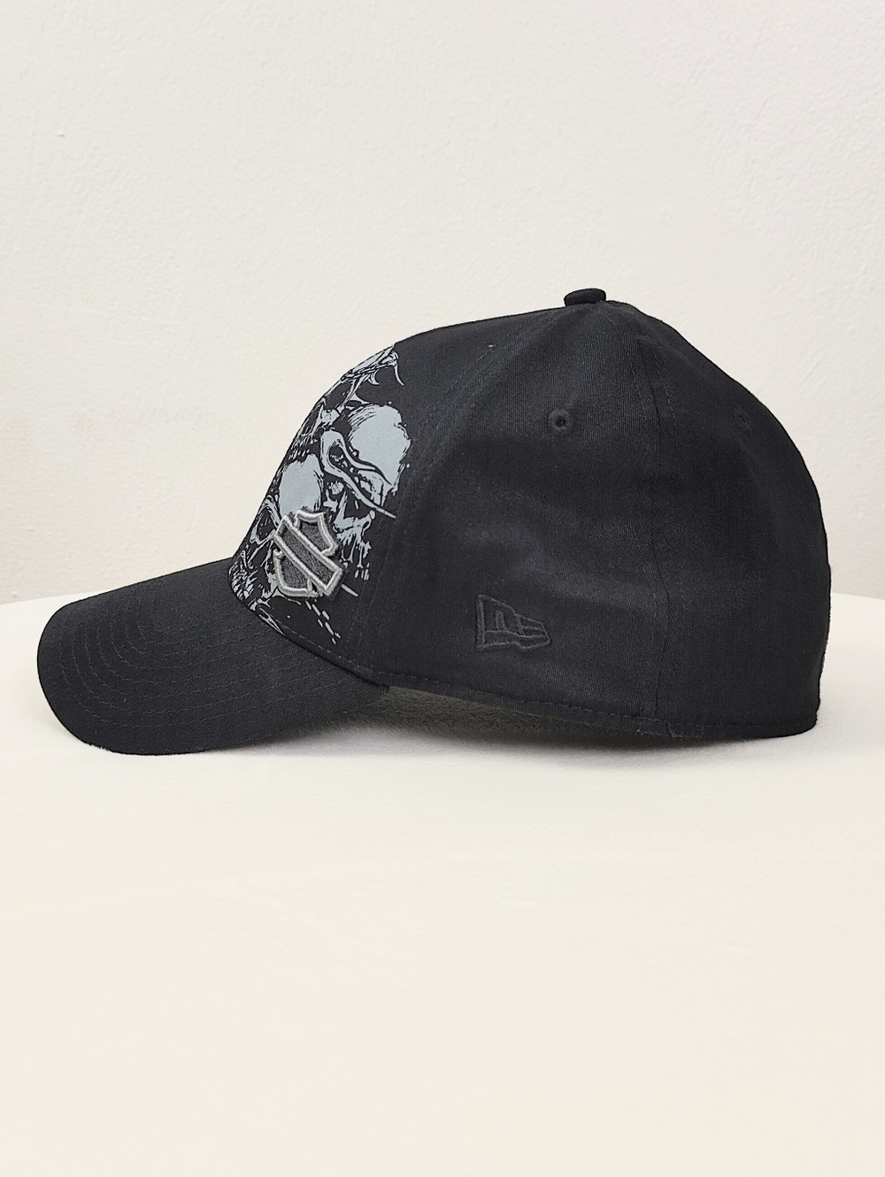 Harley Davidson Black Fitted Baseball Hat Medium Large Stretch 39Thirty Skulls - Picture 3 of 7